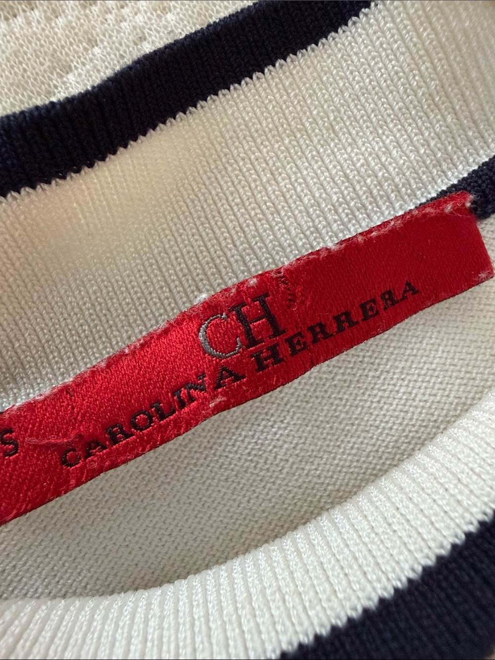 Carolina Herrera White and Black Striped Top